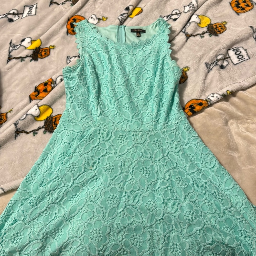 Green flowery homecoming dress